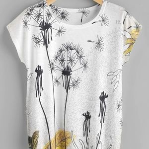 Dandelion Print Dolman Sleeve Tee